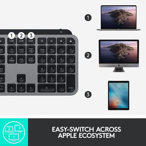 Open Box - Logitech MX Keys Bluetooth Backlit Keyboard for Mac - Space Grey