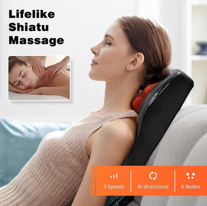 OMASSA Shiatsu Back &amp; Neck Massager with Heat – 3D Deep-Kneading Massage Pillow