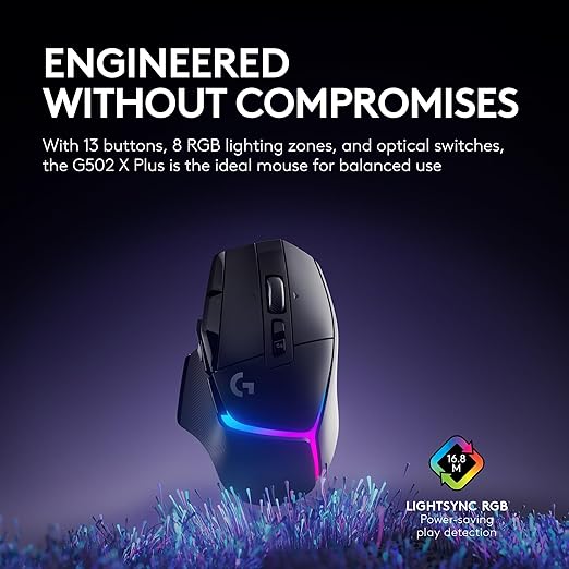 Logitech G502 X PLUS 25000 DPI Wireless Optical Gaming Mouse - Black