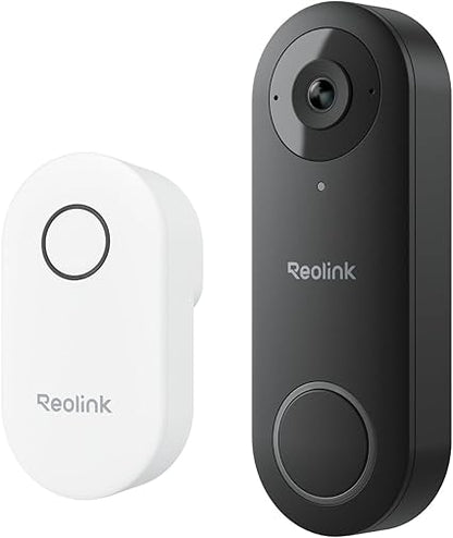 OPEN BOX - REOLINK Video Doorbell Camera WiFi, 2K Wired Doorbell Camera for Home Security, 2.4/5GHz WiFi, 180° Diagonal, Smart Detection, microSD Card/Cloud Storage, Indoor/Outdoor Surveillance (Chime Included)