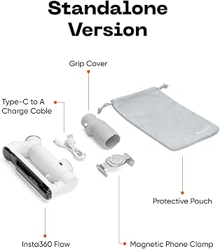 Insta360 Flow Gimbal Stabilizer for Smartphone, AI-Powered Gimbal, 3-Axis Stabilization, Built-in Tripod, Portable & Foldable, Auto Tracking Phone Stabilizer, Video Recording, Summit White