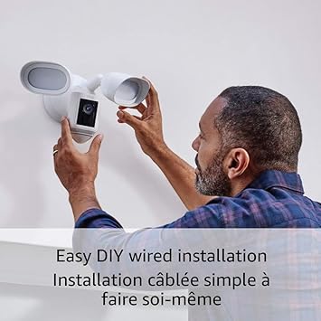 Ring Floodlight Cam Wired Pro with Bird’s Eye View and 3D Motion Detection, White