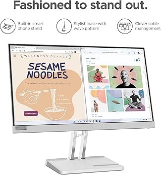 Lenovo L22e-40 Monitor, 21.45” FullHD Resolution, 250 nits Brightness, 75Hz Refresh Rate, AMD FreeSync, HDMI and VGA Ports - Cloud Grey