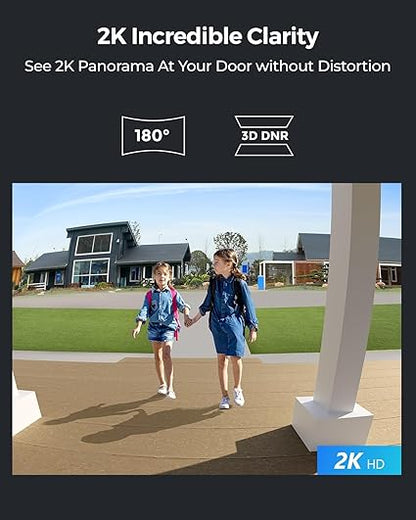 OPEN BOX - REOLINK Video Doorbell Camera WiFi, 2K Wired Doorbell Camera for Home Security, 2.4/5GHz WiFi, 180° Diagonal, Smart Detection, microSD Card/Cloud Storage, Indoor/Outdoor Surveillance (Chime Included)