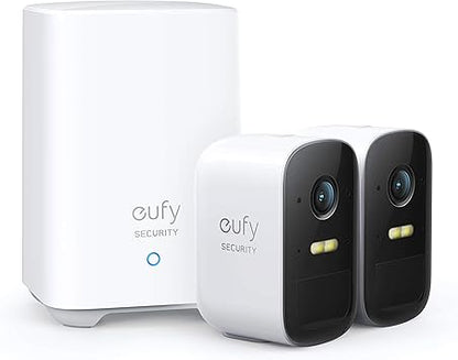 eufy security 2C 2-Cam Kit, Security Camera Outdoor, 2.4 Ghz WiFi compatitable.Wireless Home Security System with 180-Day Battery Life, HomeKit, 1080p HD, IP67, Night Vision, No Monthly Fee