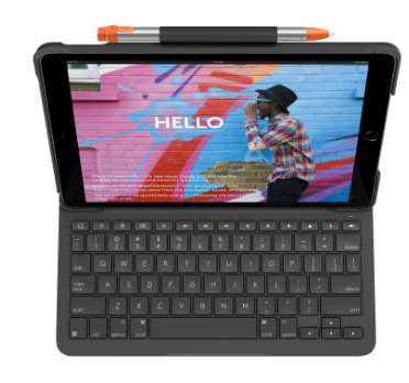 Open Box - Logitech Slim Folio Keyboard Case for iPad (7th Gen) - Black
