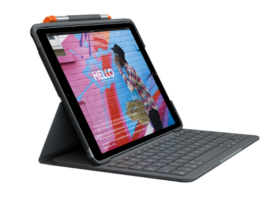 Open Box - Logitech Slim Folio Keyboard Case for iPad (9th/8th/7th Gen) - Black