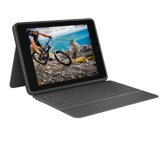 Open Box - Logitech Rugged Folio Keyboard Case for iPad (9th/8th/7th Gen) - Black