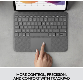 Open Box - Logitech Folio Touch Keyboard - Apple iPad Air (4th Gen) - OXFORD GRAY