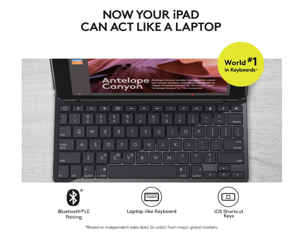 Open Box - Logitech Slim Folio for iPad 5th & 6th Generation - Black